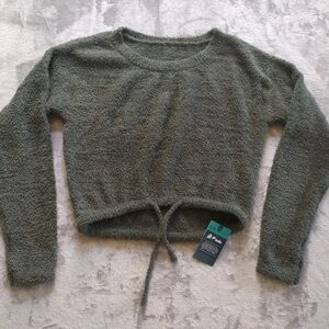 P'tula Women Green Pullover Crop Sweater XS